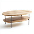 Tavolino da caffè in legno con piano ovale e struttura in metallo – 120 x 70 x 45 cm