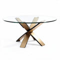 Tavolo da pranzo rotondo in vetro con base in metallo - 100 x 100 x 75 cm