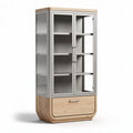 Mobile vetrina in legno e vetro per soggiorno – 80 x 40 x 180 cm
