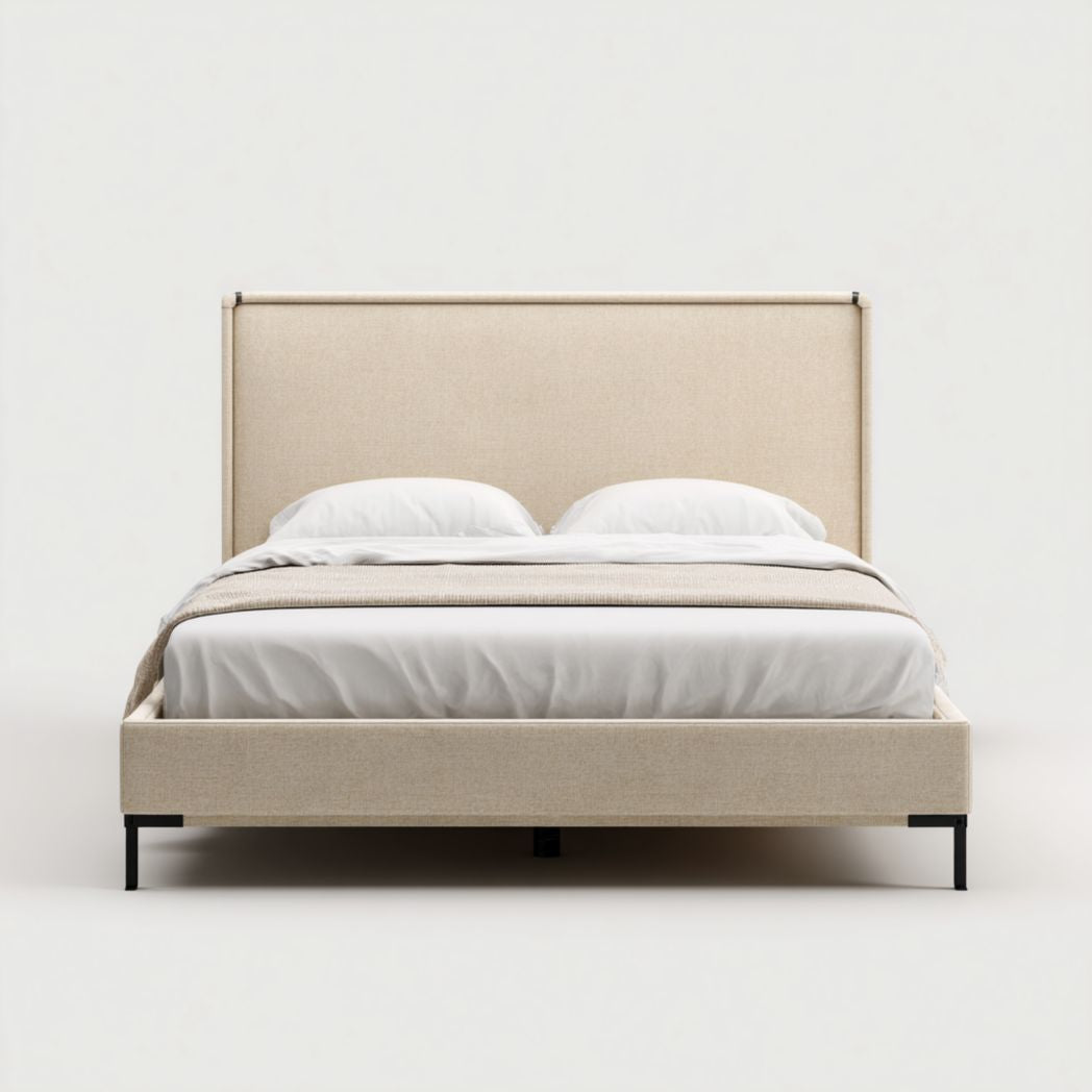 Letto matrimoniale imbottito per camera da letto – tessuto poliestere – 200 x 160 x 100 cm