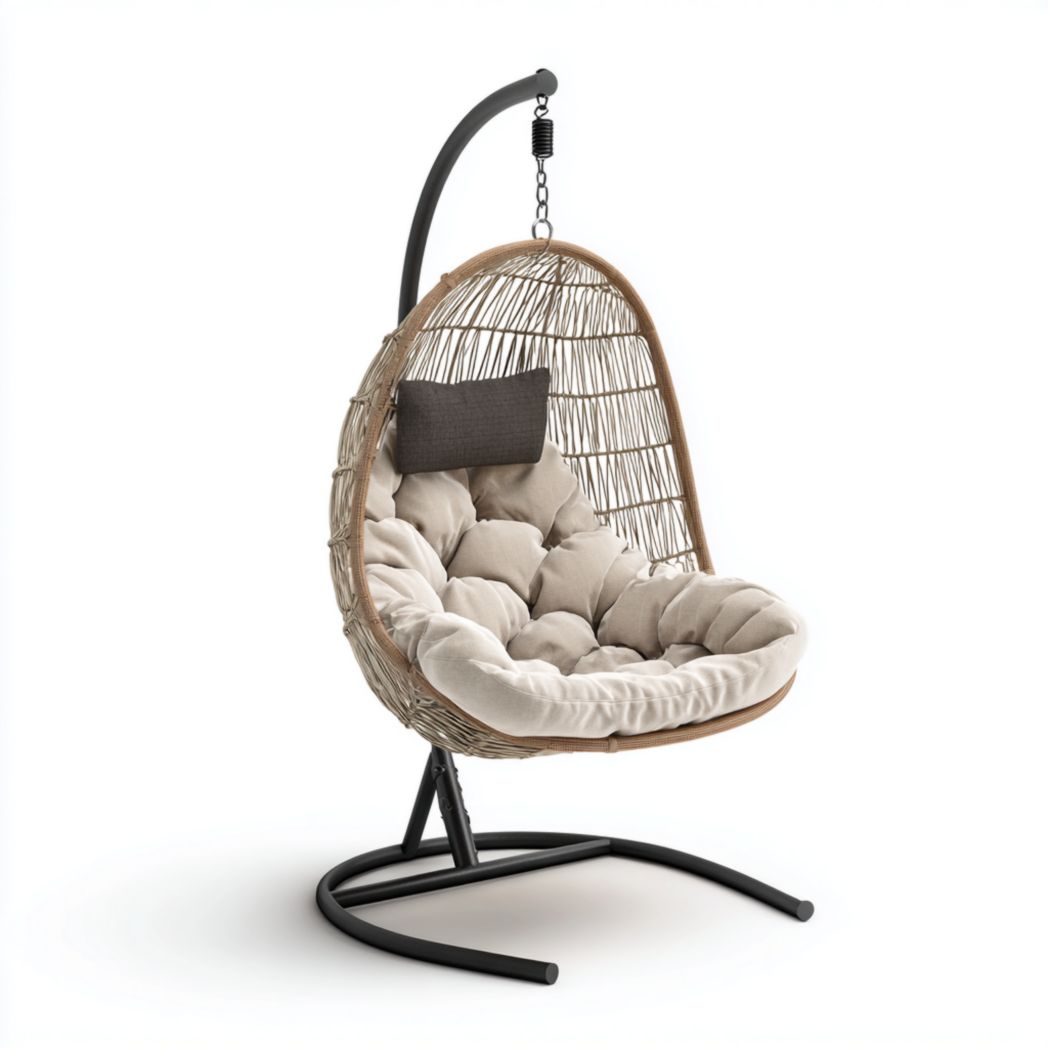 Sedia a dondolo sospesa in rattan per esterni – 100 x 80 x 120 cm