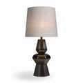 Lampada da tavolo in ceramica con paralume in tessuto – 30 x 30 x 60 cm