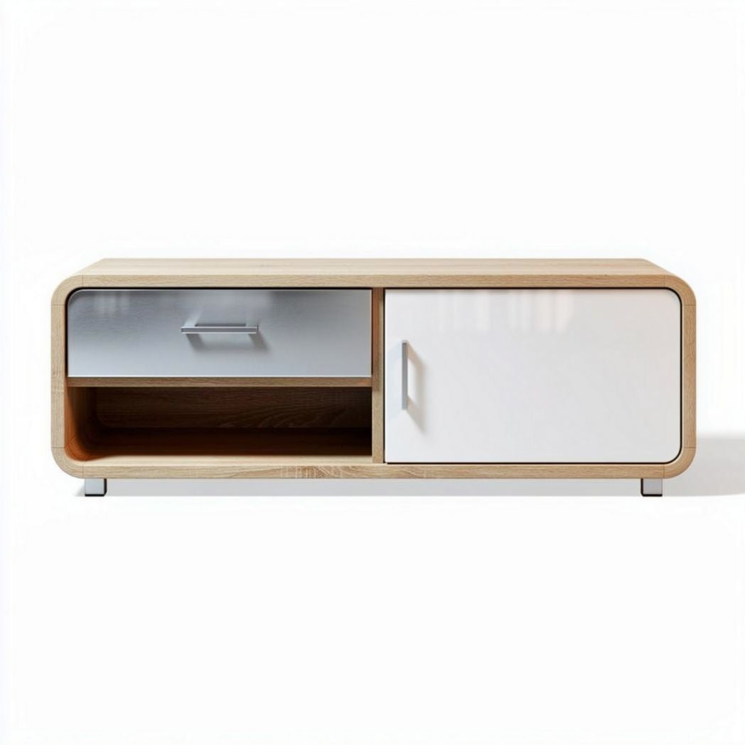 Mobile TV in legno laminato per soggiorno con ripiani aperti – 120 x 40 x 50 cm