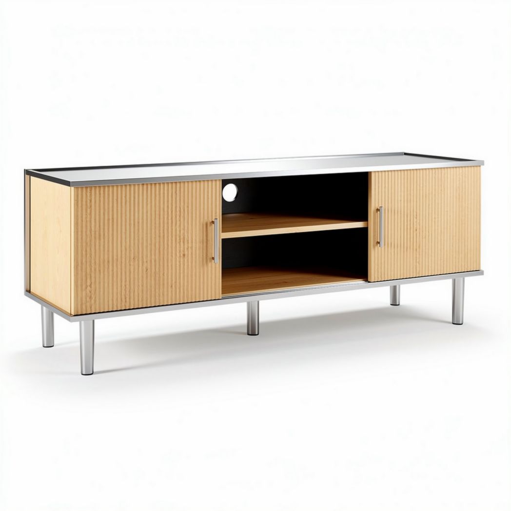 Mobile per tv in legno e metallo per soggiorno – 150 x 40 x 50 cm